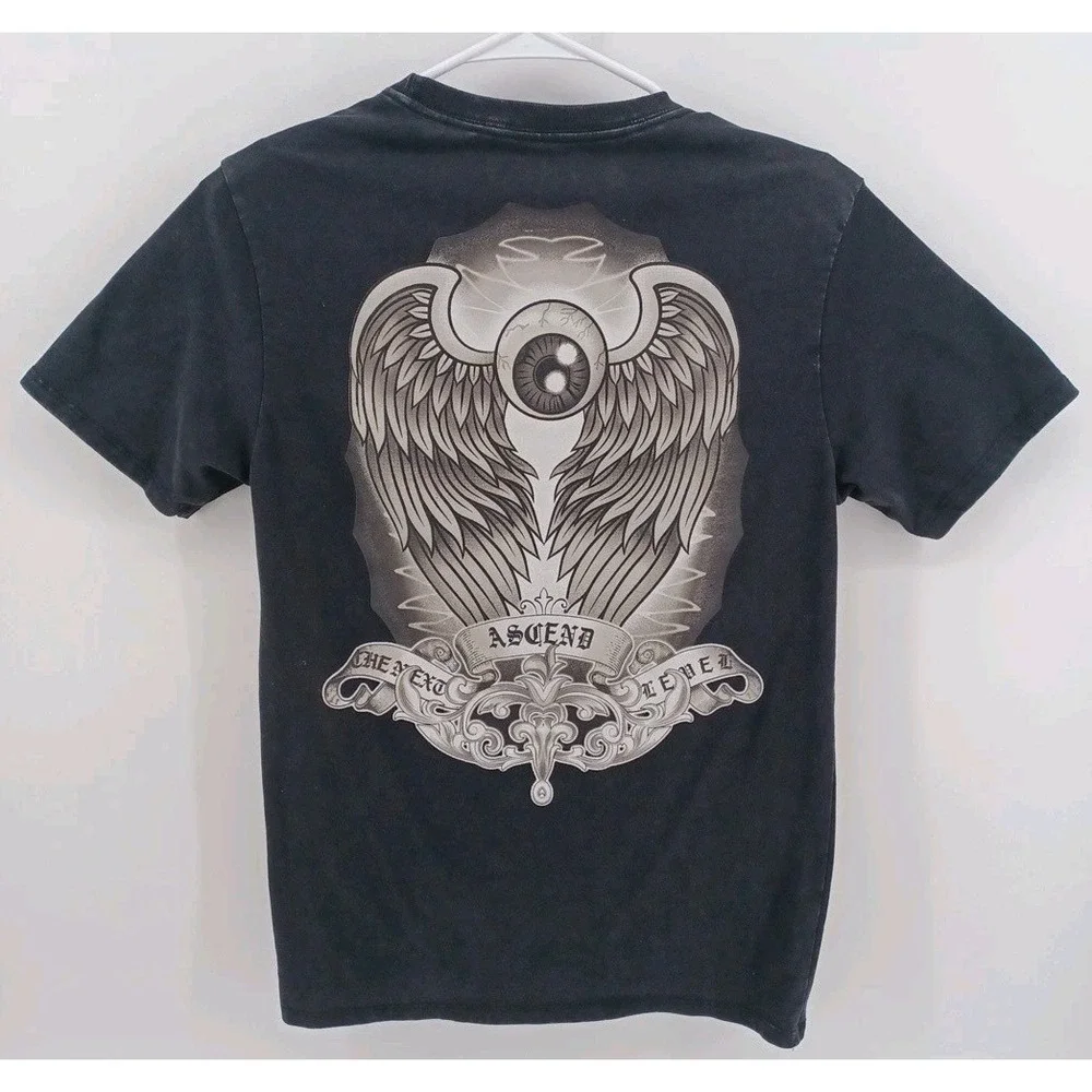 Von Dutch Mens Small Black Graphic Short Sleeve Tee Shirt